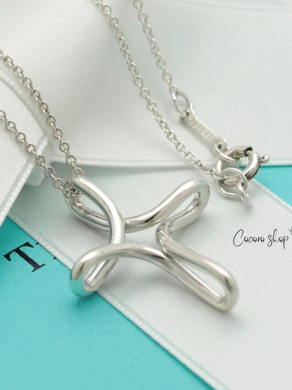 Authentic Tiffany & Co. Peretti Infinity Cross Necklace 36mm